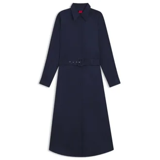 HUGO BOSS Belted maxi dress in cotton satin