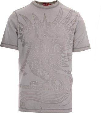 Diesel White Rawjust Embossed Cotton-Blend T-Shirt