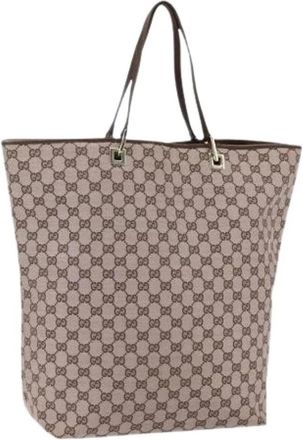 Gucci Pre-owned Tote Bags, female, Beige, Size: ONE SIZE Pre-owned Canvas Tote Bag