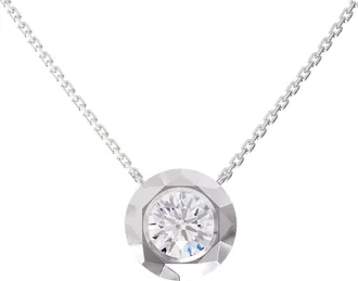 Diamond2Deal 925 Sterling Silver 3 Ct Round Lab Grown Diamond Pendant Necklace 18