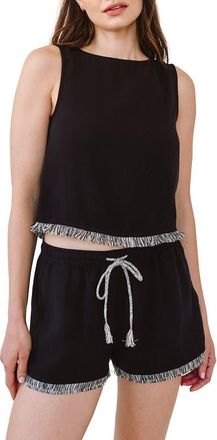Bella Dahl Frayed Hem Crop Tank in Black at Nordstrom, Size X-Small