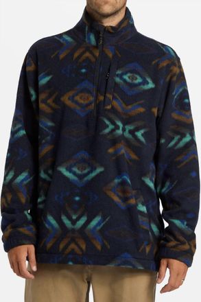 Billabong Boundary Mock Neck Half Zip Fleece Sweatshirt In Navy