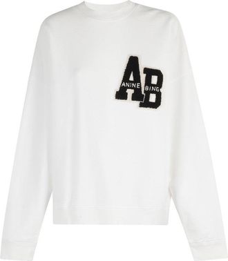 Anine Bing White Miles Letterman Sweatshirt