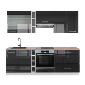 Vicco Mueble De Cocina Fame-line, Antracita Brillo Intenso/blanco, 235 Cm, Et Roble