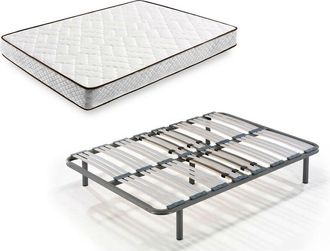 HOGAR 24 Cama Completa - Colch&oacute;n Flexitex + Somier Multil&aacute;minas + 4 Patas De 32cm + Almohada De Fibra, 80x190 Cm
