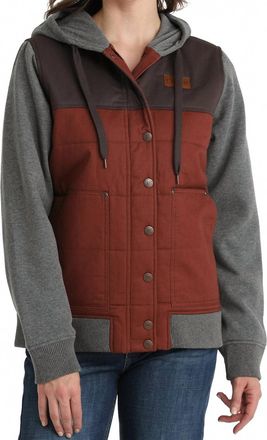Cinch Canvas Burgundy Hoodie Jacket In Gray & Burgundy