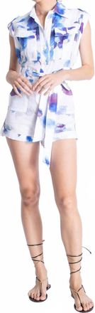 Karina Grimaldi Cheyenne Print Romper In Blue Paradise