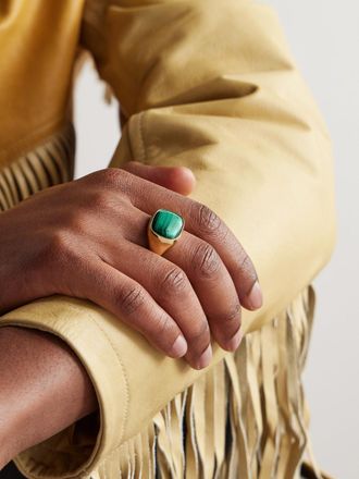 Jacquie Aiche 14-Karat Gold Malachite Signet Ring