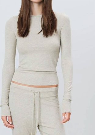 &Eacute;terne Long Sleeve Butter Soft Rib Lounge Top In Heather Oatmeal