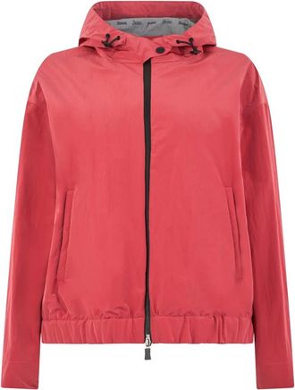 Herno Lichte Jas met Capuchon - Dames - Bomber jackets - Rood - XL - Jassen