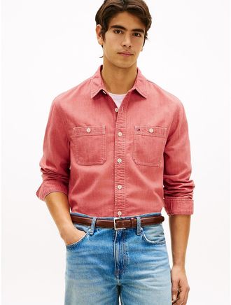 Tommy Hilfiger Mens Relaxed Fit Denim Shirt - Pink - XS