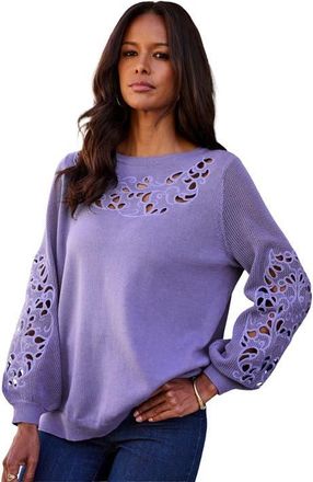 Roaman's Plus Size Pullover Sweater With Cutout Detail in Vintage Lavender at Nordstrom, Size 32