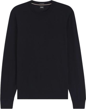 HUGO BOSS Maglione Regular Fit - Heren - Ronde hals truien - Blauw - S - Truien & Vesten