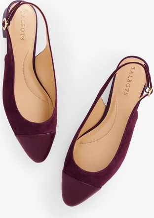 Talbots Edison Suede Nappa Slingback Flats - Rich Burgundy - 8 1/2 M Talbots
