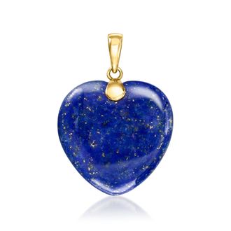 Ross-Simons Lapis Heart Pendant in 10kt Yellow Gold