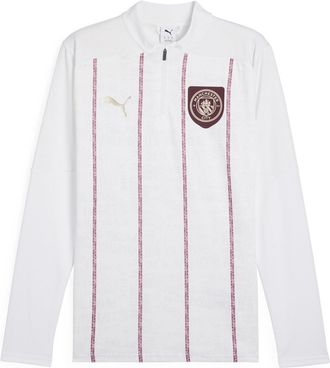 Puma Mens Manchester City Pre Match Quarter Zip Drill Top White/Jasper L