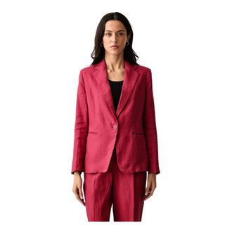 Benetton Blazer de lino - Jackets - Mujer - Rojo - XL