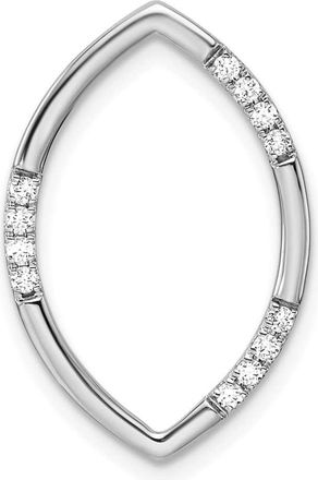Diamond2Deal 14K White Gold Lab Grown Diamond Oval Chain Slide Pendant (0.12ct, VS, G-H)