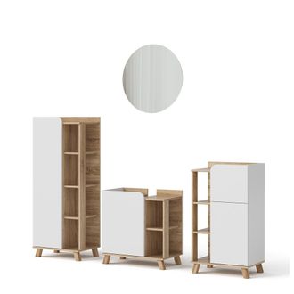 Vicco Conjunto De Muebles De Ba&ntilde;o Karen, Sonoma/blanco, 4 Piezas