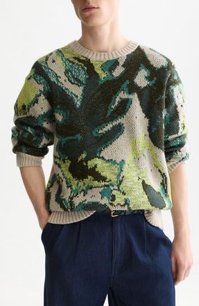 Scotch & Soda Oversize Floral Watercolor Crewneck Sweater at Nordstrom, Size Xx-Large