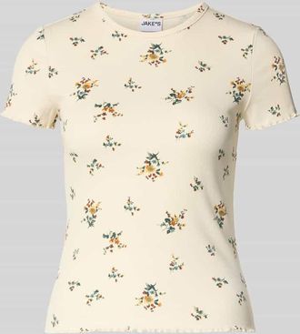 Jake*s Casual Regular Fit T-Shirt mit floralem Allover-Print in Ecru, Gr&ouml;&szlig;e XXL