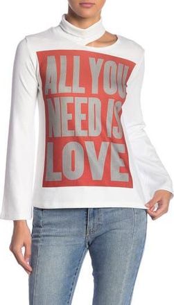 Go Couture Split Cutout Turtleneck Sweater in Ivory All You Need Is Love at Nordstrom Rack, Size X-Large