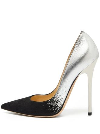 Jimmy Choo London metallic leather stiletto heels - women - Calf Leather/Calf Leather/Calf Leather - 35 - Black
