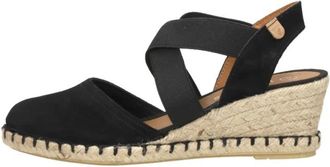 Verbenas Mila Wedge Sandalen - Dames - Sleehakken - Zwart - 41 EU - Leer - Schoenen