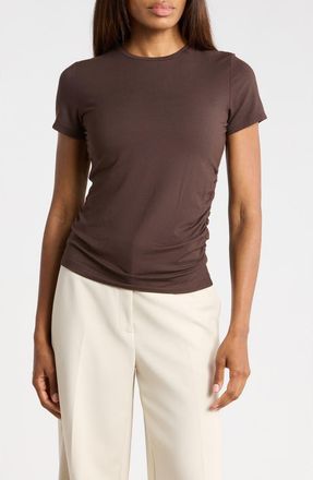 Vince Crewneck Ruched T-Shirt in Dark Coffee at Nordstrom Rack, Size X-Small