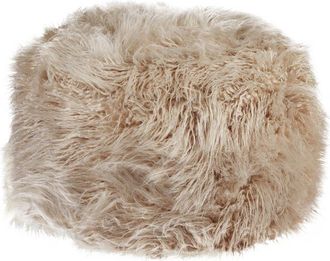 Beliani Pouffe Beige Faux Fur 50 x 50 x 30 cm EPS Beads Filling Solid Pattern Square Fabric Footstool Modern Boho Style TUKKI