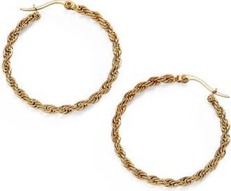 Alex and Ani Frozen French Rope Chain Hoop Earrings in Gold at Nordstrom
