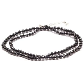 Pompeii3 121 Ct Black Diamond Faceted Bead Necklace 22 14k Yellow Gold