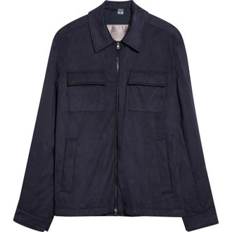 Herno Suede Effect Zip Jacket in 9209 Blu Avio at Nordstrom, Size 56