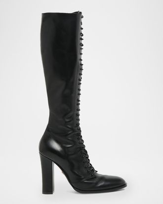 Dolce & Gabbana Lace-Up Leather Knee-High Boots