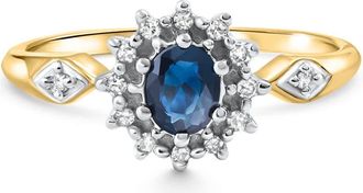 Pompeii3 Womens Sapphire and Diamond Floral Designed Ring in Solid Gold