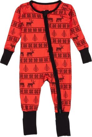 Leveret Viscose Matching Family Holiday Pajama Sleeper, Reindeer & Polar Bear Prints at Nordstrom, Size 18-24M