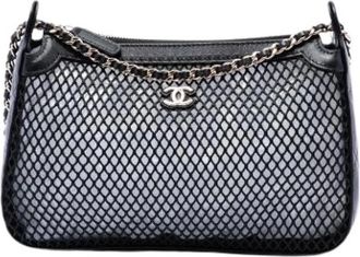 Chanel Pre-owned Mesh Shoulder Bag - Dames - Vintage Schoudertas - Zwart - ONE Size - Leer - Vintage