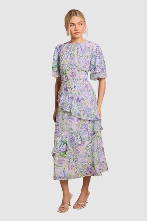 Oasis Occasion Flora Jacquard Midi Dress in Blue at Nordstrom, Size 4