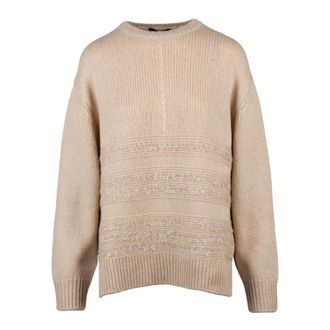 Fabiana Filippi Trui met ronde hals - Dames - Ronde hals truien - Beige - S - Kasjmier - Truien & Vesten