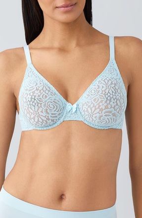 Wacoal Halo Lace Convertible Underwire Bra in Soft Sky at Nordstrom, Size 36Ddd