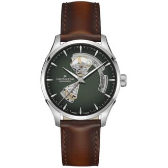 Hamilton Jazzmaster Open Heart Automatic Green Dial Brown Leather Strap Mens Watch H32675560