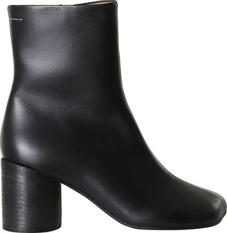 Maison Margiela Black Ergonomic Square Toe Leather Ankle Boots