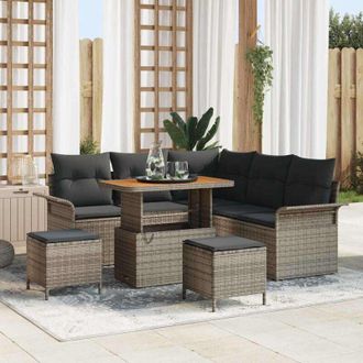 vidaXL Vidaxl - Conjunto De Sof&aacute; De Jard&iacute;n Con Coj&iacute;n 8 Pcs Gris 90 X 55 X 71 Cm