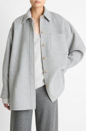 Vince Double Face Wool Blend Shirt Jacket in Heather Grey at Nordstrom Rack, Size X-Large