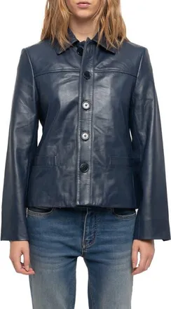 Zadig&Voltaire LIamys Leather Jacket in Marine at Nordstrom, Size X-Small