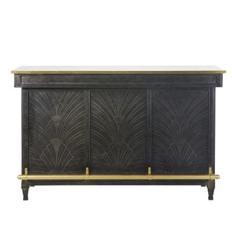 Maisons du monde Mueble bar de metal negro y hojas de lat&oacute;n