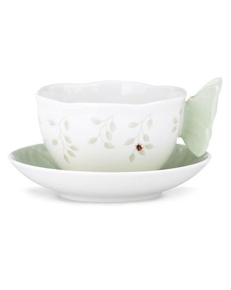 Lenox Butterfly Meadow Figural Green Cup & Saucer