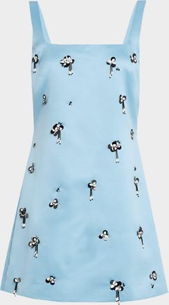 Tanya Taylor Barton Embellished Satin Mini Dress