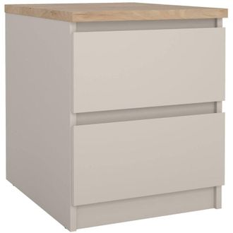 Dmora Dmora - Comodino Patrica, com&ograve; basso con 2 cassetti, tavolino da notte elegante e funzionale, 40x50 h50 cm, Beige