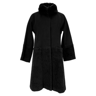 Max Mara Pre-owned Womens Max Studio Shear-Accent Hidden-Buttoned Coat in Black Wool - Size EU 36